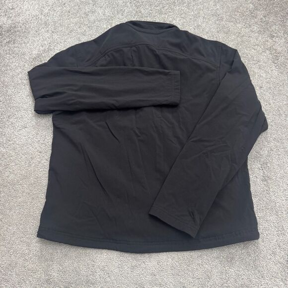REI Fleece Lined Softshell Jacket Mens Medium Black Full Zip Pocket Outdoor Hike - Picture 2 of 14